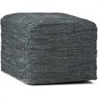 Simpli Home Fredrik Boho Square Pouf in Gray Woven Genuine Leather