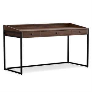 Simpli Home Ralston 60&quot Industrial Solid Wood Computer Desk in Charcoal Brown