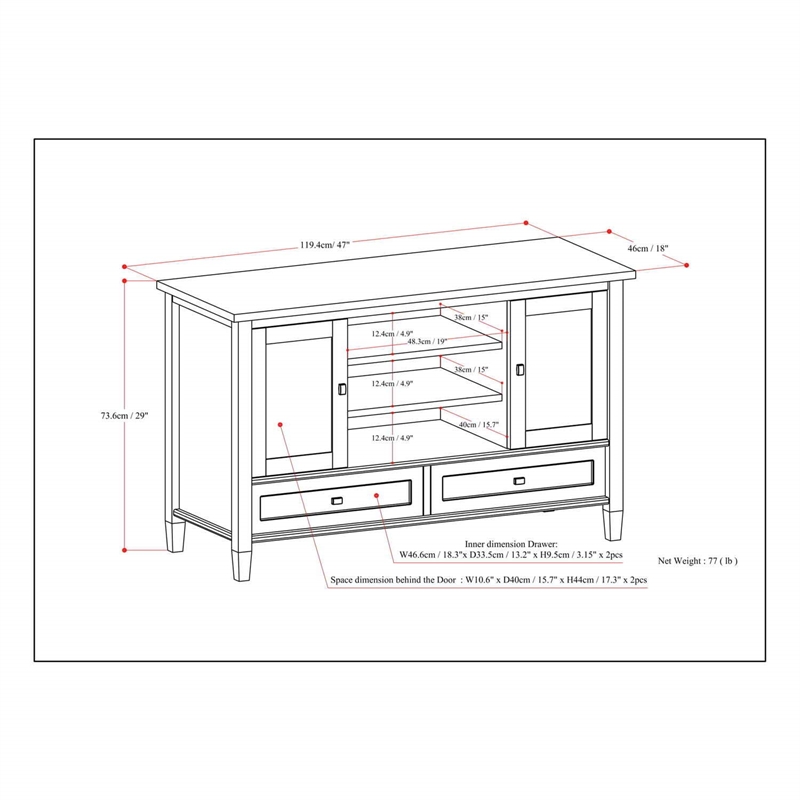 Simpli Home Warm Shaker Wood TV Media Stand in Brown For TVs up to 50