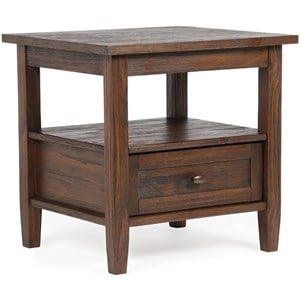 Warm Shaker 20&quot W SOLID WOOD Rectangle End Table in Distressed Charcoal Brown