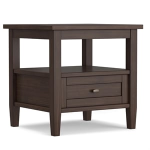 Warm Shaker SOLID WOOD 20&quot W Rectangle End Table in Warm Walnut Brown