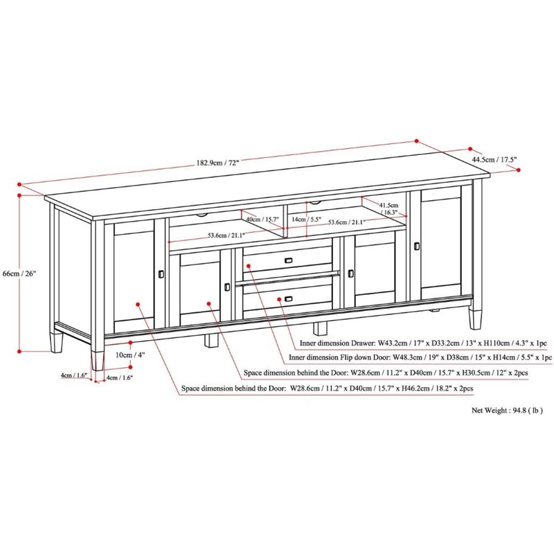 Simpli Home Warm Shaker Wood 72