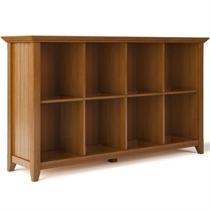 simpli home acadian solid wood cubby bookcase in light golden brown