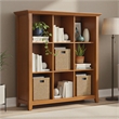 Simpli Home Acadian Wood 9 Cube Bookcase and Unit in Light Golden Brown