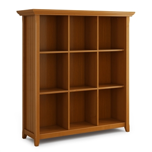 Simpli Home Acadian Wood 9 Cube Bookcase and Unit in Light Golden Brown