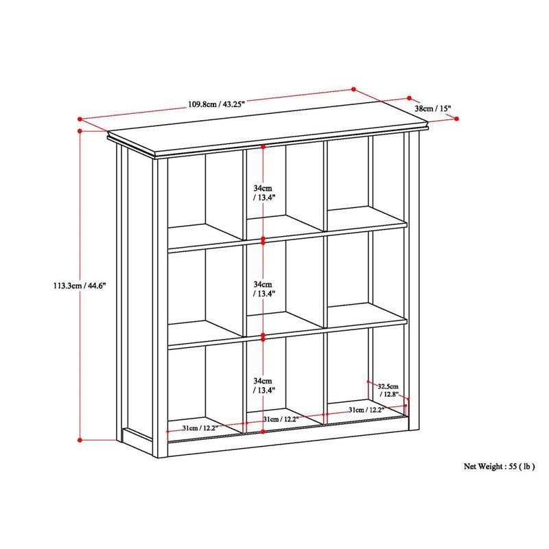 Simpli Home Artisan Wood Transitional 9 Cube Bookcase and Unit in White