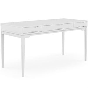 Simpli Home Harper Solid Hardood Mid-Century Modern 60 &quot Desk in White