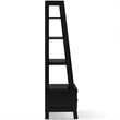 Simpli Home Sawhorse 4 Shelf Soild Wood Modern Ladder Bookcase in Black