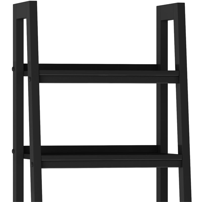 Simpli Home Sawhorse 4 Shelf Soild Wood Modern Ladder Bookcase in Black