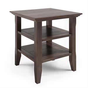 Simpli Home Acadian Wood 19&quot Square Transitional End Table in Warm Walnut Brown