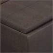 Simpli Home Avalon Faux Air Leather Storage Ottoman in Distressed Brown