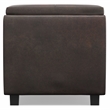 Simpli Home Avalon Faux Air Leather Storage Ottoman in Distressed Brown