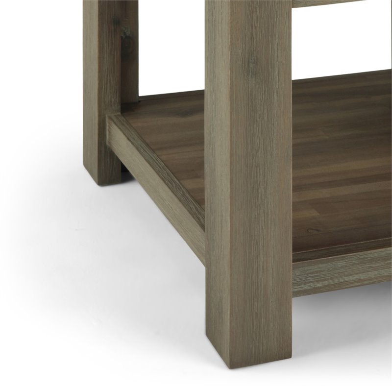 Simpli Home Monroe Solid Acacia Wood Square End Table in Distressed Gray