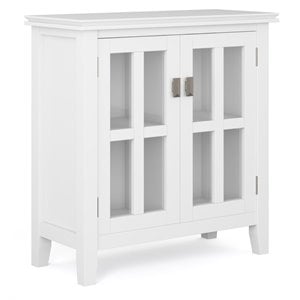 Simpli Home Artisan Solid Wood 30 &quot Transitional Low Storage Cabinet in White