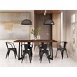 Simpli Home Larkin 7 Piece Solid Mango Wood Dining Set in Black and Silver