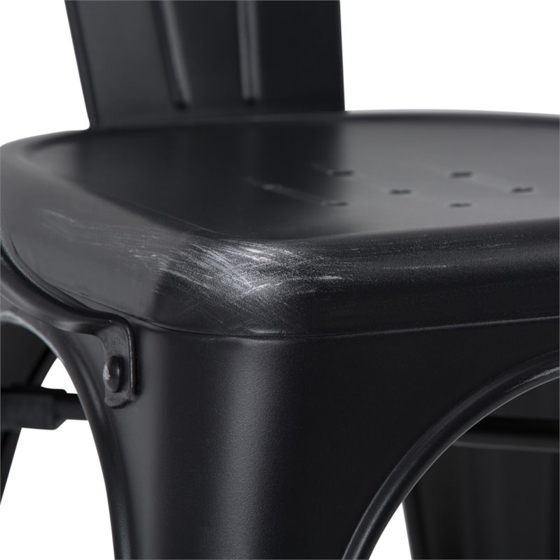 Simpli Home Larkin 7 Piece Solid Mango Wood Dining Set in Black and Silver