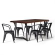 Simpli Home Larkin 7 Piece Solid Mango Wood Dining Set in Black and Silver