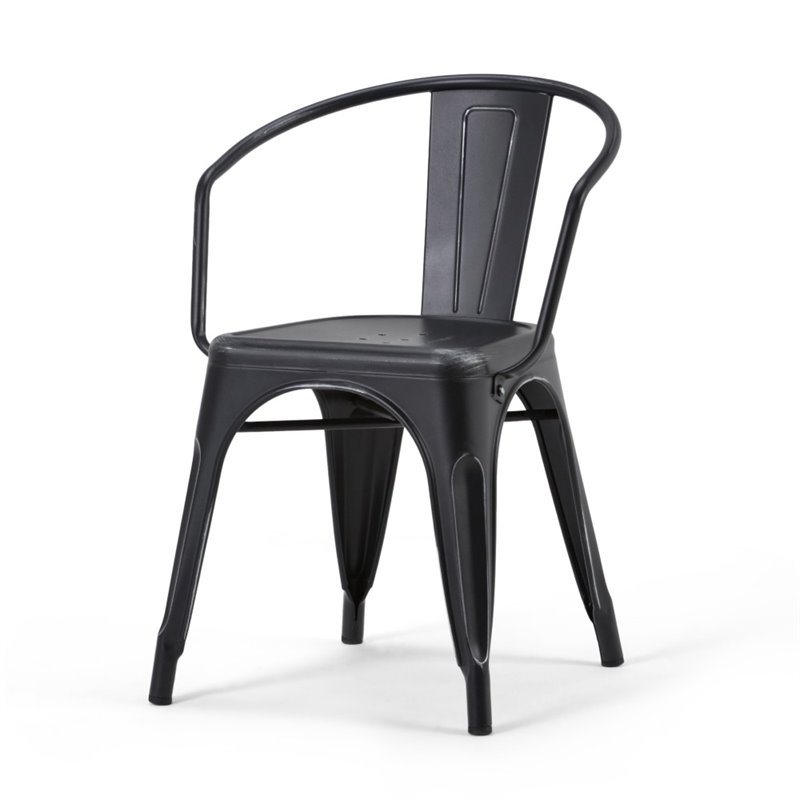 Simpli Home Larkin 7 Piece Solid Mango Wood Dining Set in Black and Silver