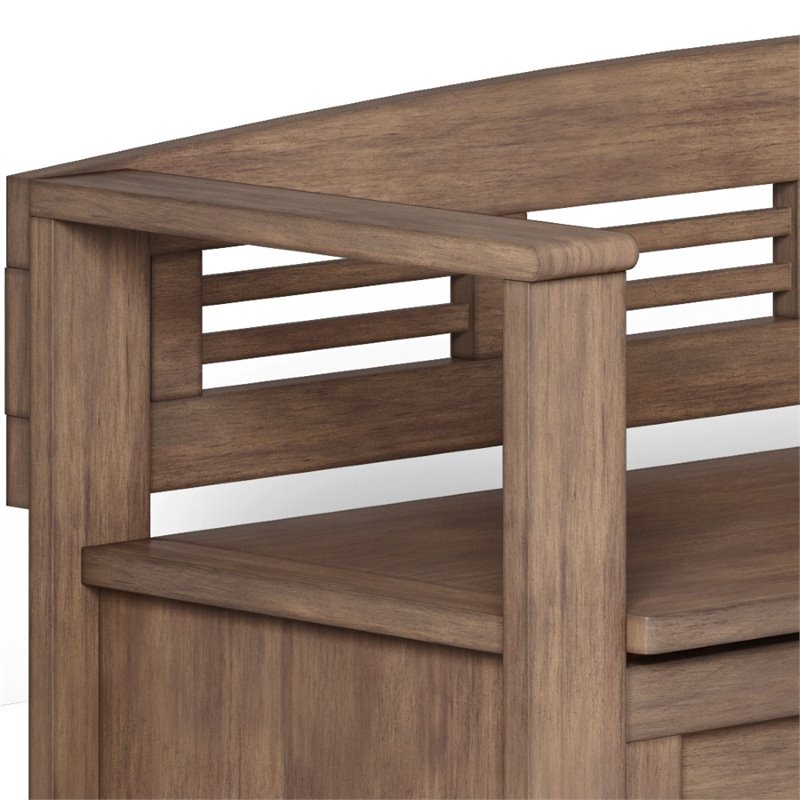 Simpli Home Adams Rustic Solid Wood Entryway Storage Bench in Natural