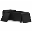Simpli Home Avalon Faux Air Leather Rectangular Storage Ottoman in Black