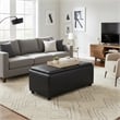 Simpli Home Avalon Faux Air Leather Rectangular Storage Ottoman in Black