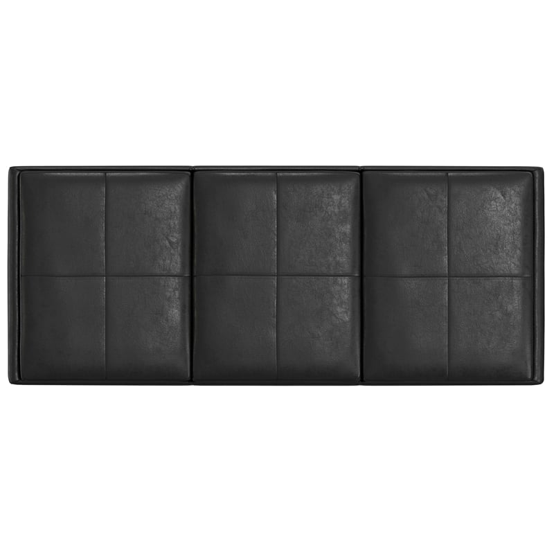 Simpli Home Avalon Faux Air Leather Rectangular Storage Ottoman in Black