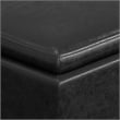 Simpli Home Rockwood Faux Air Leather Cube Storage Ottoman in Black