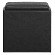 Simpli Home Rockwood Faux Air Leather Cube Storage Ottoman in Black