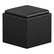 Simpli Home Rockwood Faux Air Leather Cube Storage Ottoman in Black