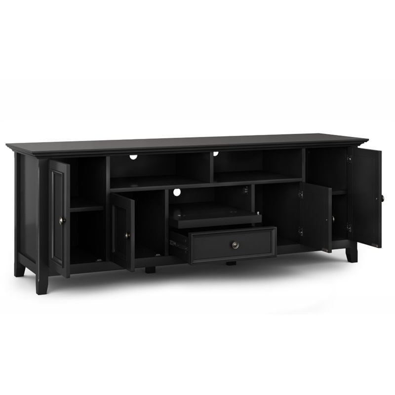 Amherst 72 inch Wide Solid Wood Transitional TV Stand in Black
