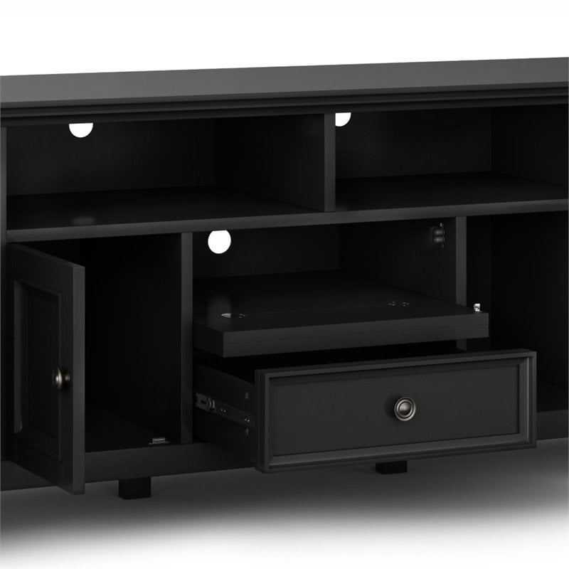 Amherst 72 inch Wide Solid Wood Transitional TV Stand in Black