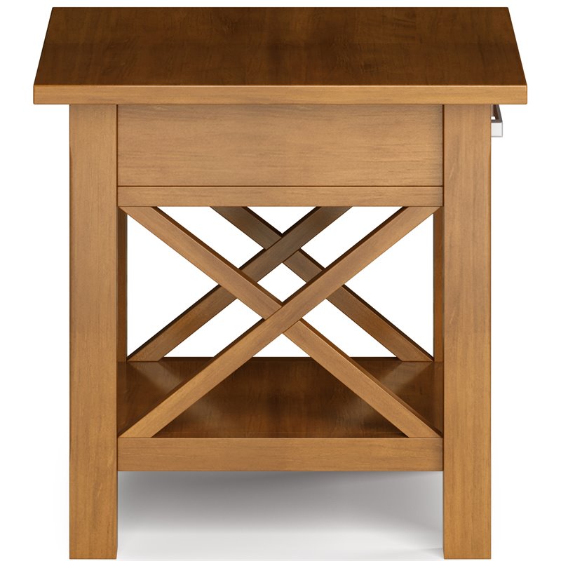Simpli Home Kitchener Solid Wood Square End Table in Light Golden Brown