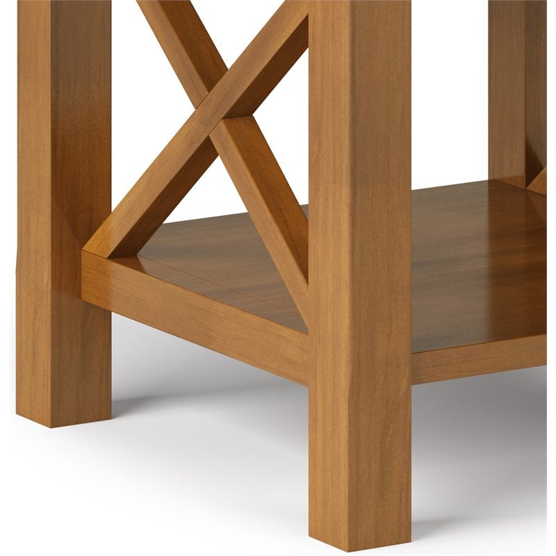 Simpli Home Kitchener Solid Wood Square End Table in Light Golden Brown