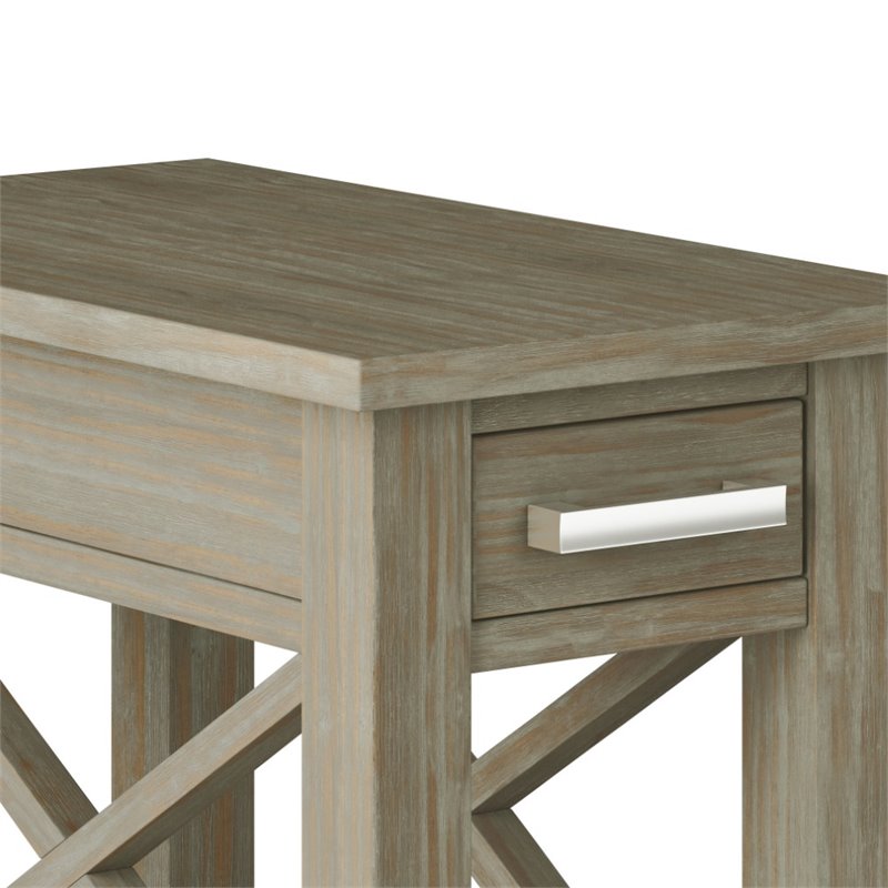 Simpli Home Kitchener Solid Wood Narrow Side Table in Gray