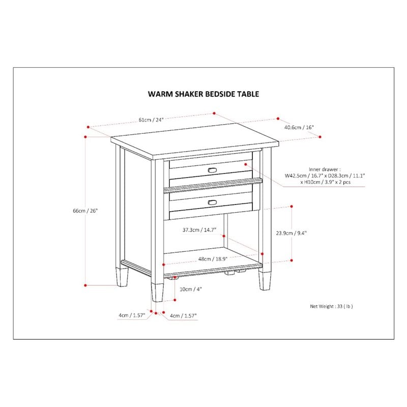 Simpli Home Warm Shaker Wood 24