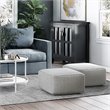 Simpli Home Nate Boho Square Pouf in Patterned Gray Melange Cotton