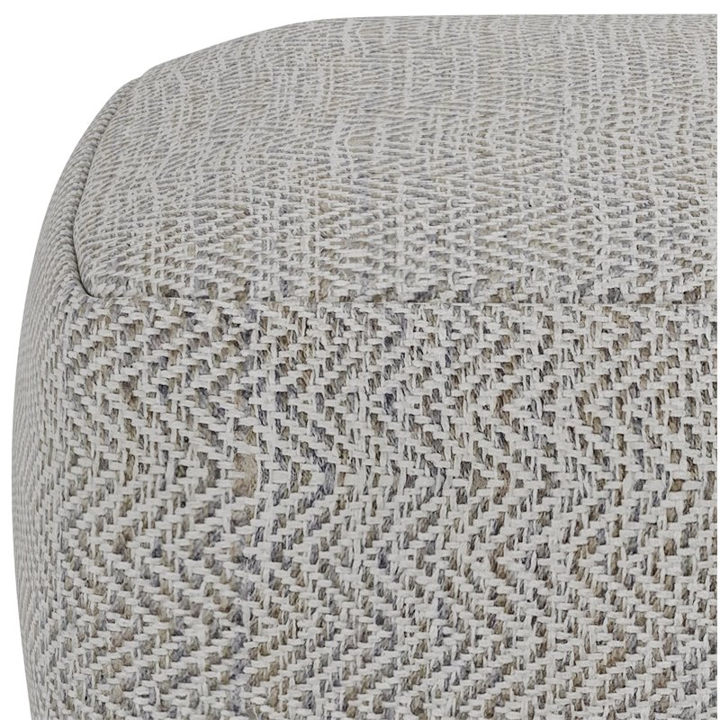 Simpli Home Nate Boho Square Pouf in Patterned Gray Melange Cotton