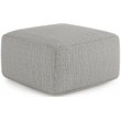 Simpli Home Nate Boho Square Pouf in Patterned Gray Melange Cotton
