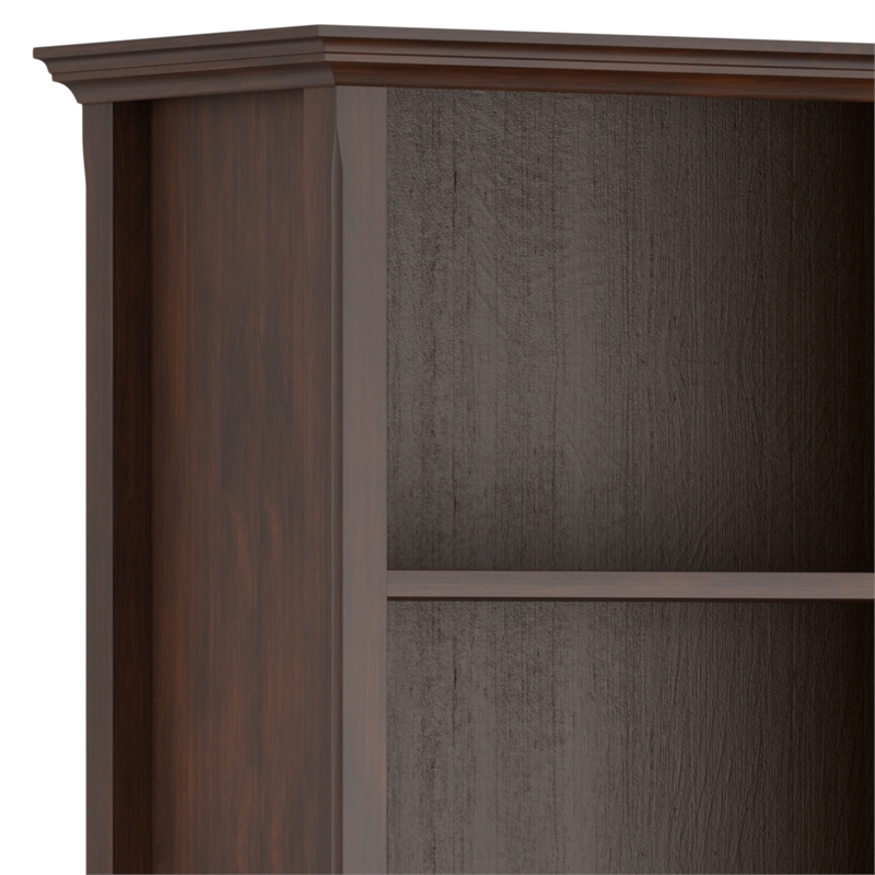 Amherst 30 inch Wide Solid Wood Transitional 5 Shelf Bookcase in Russet Brown