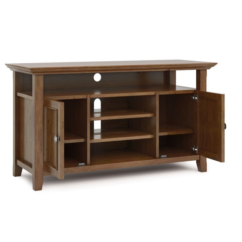 Amherst 54 inch Wide Solid Wood Transitional TV Stand in Medium Saddle Brown