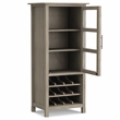 Simpli Home Avalon Solid Wood 12 Bottle Wine Rack Cabinet in Distressed Gray