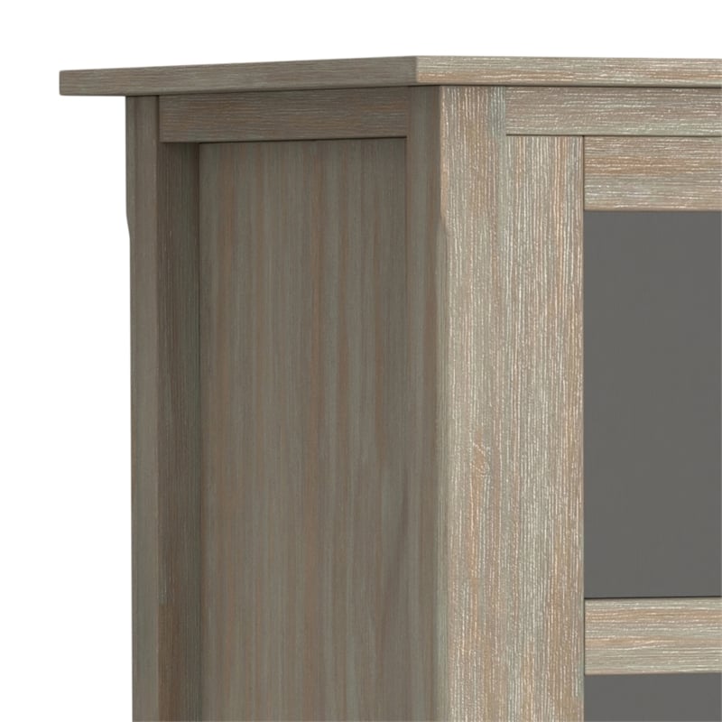 Simpli Home Avalon Solid Wood 12 Bottle Wine Rack Cabinet in Distressed Gray