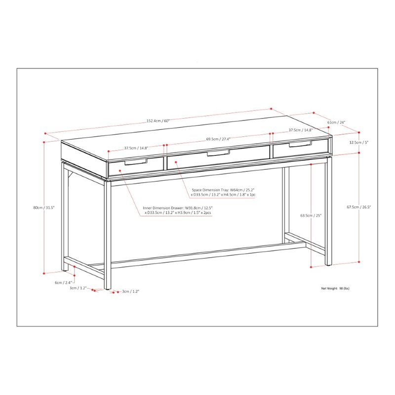 Simpli Home Banting Solid Hardood Industrial 60 