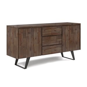 Simpli Home Lowry 60&quot Solid Wood Sideboard in Rustic Natural Aged Brown