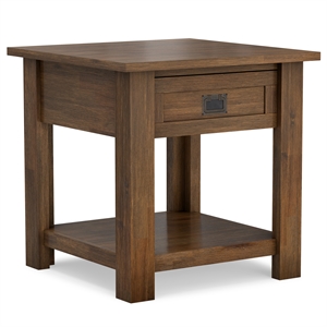 Simpli Home Monroe 22&quot Square Rustic Solid Wood End Table in Rustic Aged Brown