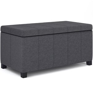 Simpli Home Dover 36&quot Contemporary Fabric Storage Bench in Slate Gray