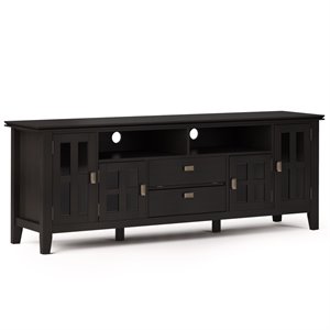 Simpli Home Artisan Wood 72&quot Transitional TV Media Stand in Hickory Brown For TVs up to 80&quot
