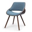 Simpli Home Malden Woven Fabric Bentwood Dining Chair in Denim Blue