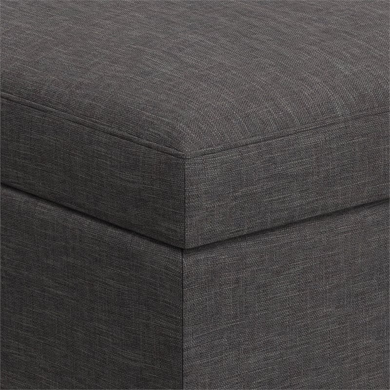 Simpli Home Owen Linen Look Fabric Coffee Table Storage Ottoman in Slate Gray
