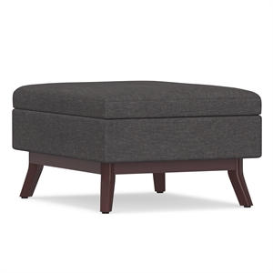 Simpli Home Owen Linen Look Fabric Coffee Table Storage Ottoman in Slate Gray